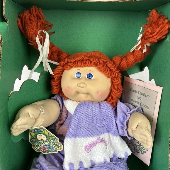Cabbage Patch Kid Vintage 1985 Coleco Girl Red Pigtails & Blue Eyes NIB Retro - Picture 6 of 16